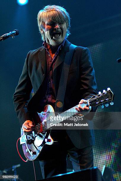 Neil Finn of Crowded House performs on stage in concert at the West Coast Bluesfest one day festival at Fremantle Park on March 28, 2010 in Perth,...