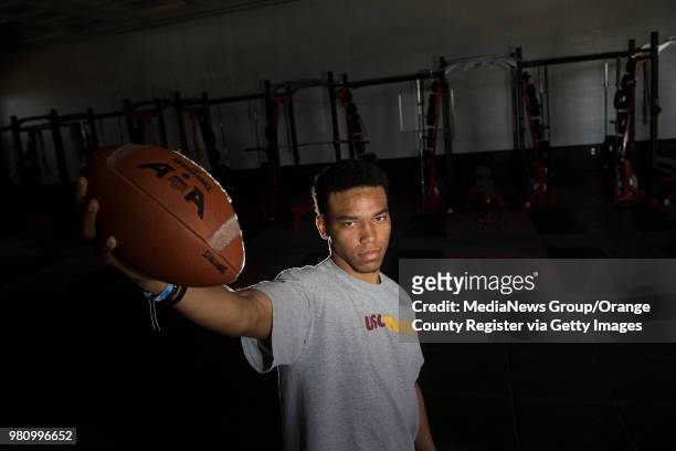 Amon-Ra St. Brown, wide receiver at Mater Dei High School in Santa Ana, CA. St. Brown signed to play football for USC.