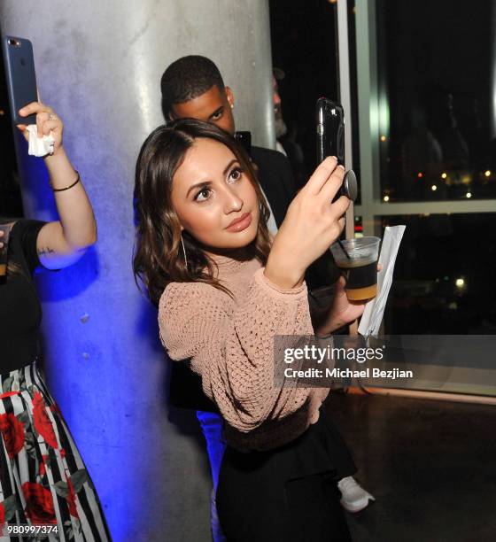 Francia Raisa speaks at Nights of Freedom LA on June 21, 2018 in Hollywood, California.