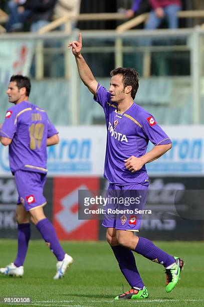 Alberto Gilardino of Fiorentina celebrates during the Serie A match between ACF Fiorentina and Udinese Calcio at Stadio Artemio Franchi on March 28,...