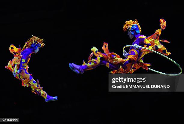 Ringling Bros. And Barnum & Bailey circus artists "Barnum Boucers" perform during Barnum's FUNundrum in New York on March 26, 2010. Barnum's FUNdrum,...