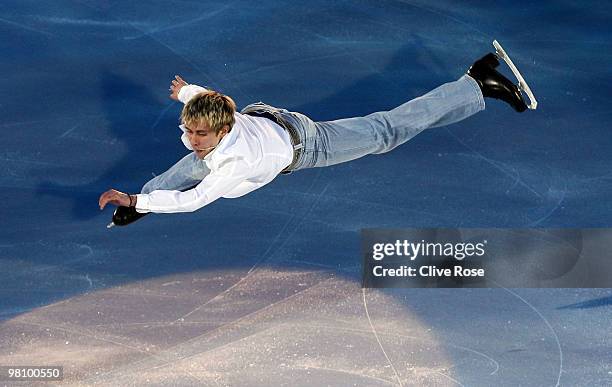 Michal Brezina of Czech Republic participates in the Gala Exhibition during the 2010 ISU World Figure Skating Championships on March 28, 2010 at the...