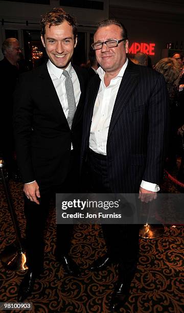 Jude Law and Ray Winstone attend the Jameson Empire Film Awards at The Grosvenor House Hotel on March 28, 2010 in London, England.
