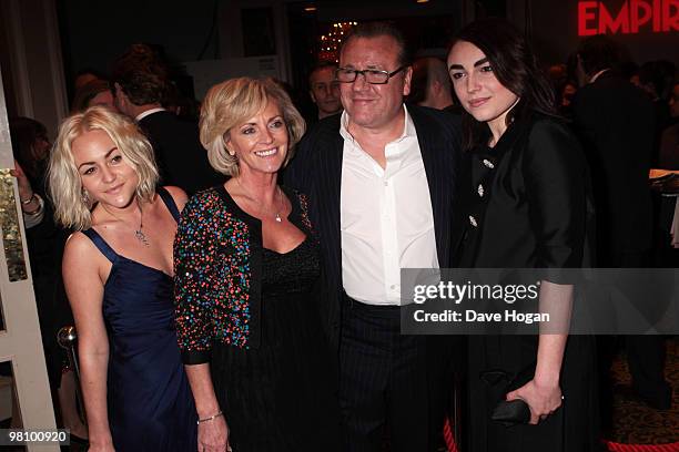 Jaime Winstone, Elaine Winstone, Ray Winstone and Lois Winstone attend the Jameson Empire Film Awards 2010 held at the Grosvenor House Hotel on March...