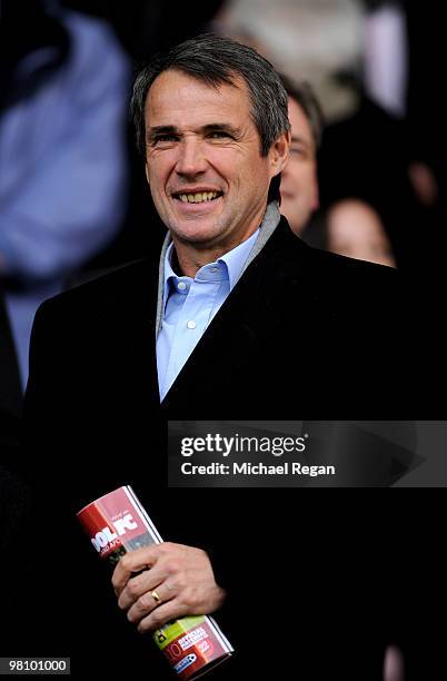 Ex Liverpool player and BBC Pundit Alan Hansen looks on prior to the Barclays Premier League match between Liverpool and Sunderland at Anfield on...