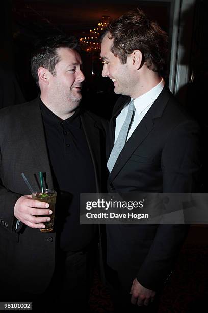 Johnny Vegas and Jude Law attend the Jameson Empire Film Awards 2010 held at the Grosvenor House Hotel on March 28, 2010 in London, England.