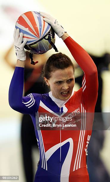 Victoria Pendleton of Great Britain finished second in the Women's Keirin on day five of the UCI Track Cycling World Championships at the Ballerup...