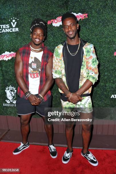 Players Melvin Gordon and Dontrelle Inman attend First Day of Summer x Athletes vs. Cancer event at SkyBar at the Mondrian Los Angeles on June 21,...