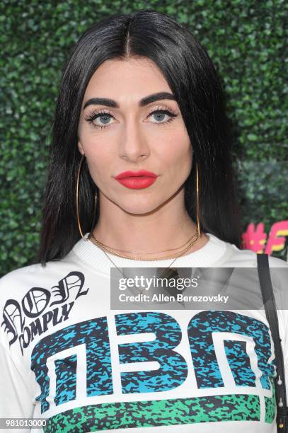 Singer Queen Hurby attends First Day of Summer x Athletes vs. Cancer event at SkyBar at the Mondrian Los Angeles on June 21, 2018 in West Hollywood,...