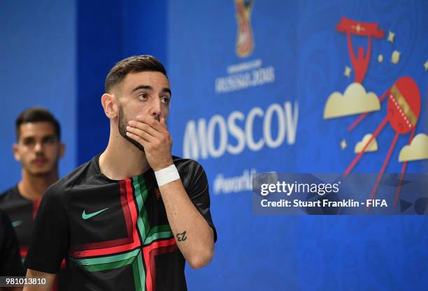 Bruno Fernandes of Portugal in the players tunnel during the 2018 FIFA World Cup Russia group B match between Portugal and Morocco at Luzhniki...