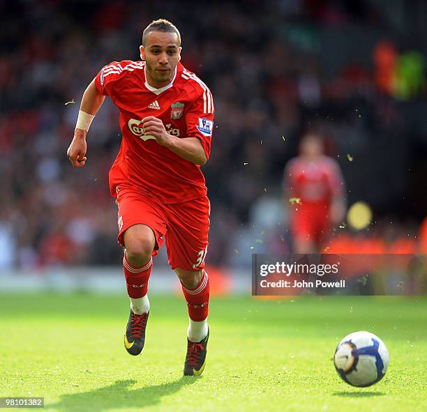 Nabil El Zhar of Liverpool stock during the Barclays Premier League match between Liverpool and Sunderland at Anfield on March 28, 2010 in Liverpool,...