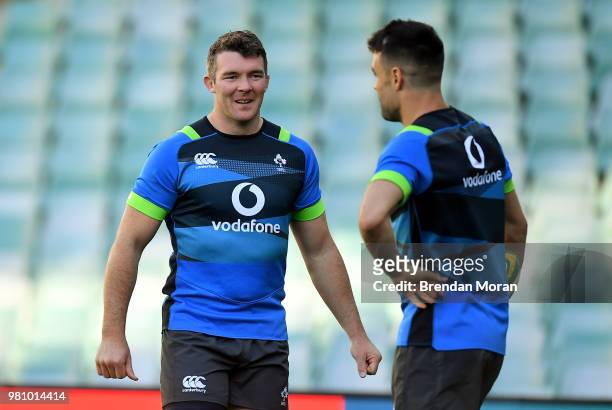 Sydney , Australia - 22 June 2018; Captain Peter O'Mahony, with Conor Murray during the Ireland rugby squad captain's run at Allianz Stadium in...