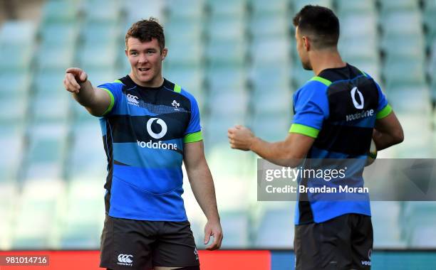 Sydney , Australia - 22 June 2018; Captain Peter O'Mahony, left, with Conor Murray during the Ireland rugby squad captain's run at Allianz Stadium in...