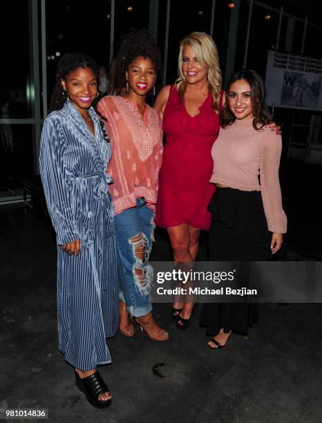 Chloe X Halle, Erica Greve, and Francia Raisa attend Nights of Freedom LA on June 21, 2018 in Hollywood, California.