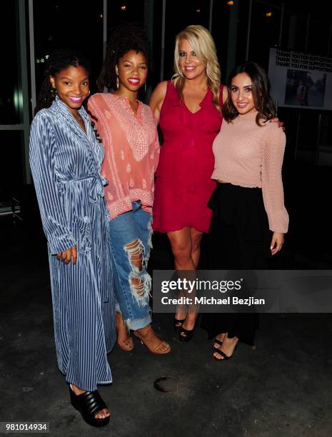 Chloe X Halle, Erica Greve, and Francia Raisa attend Nights of Freedom LA on June 21, 2018 in Hollywood, California.