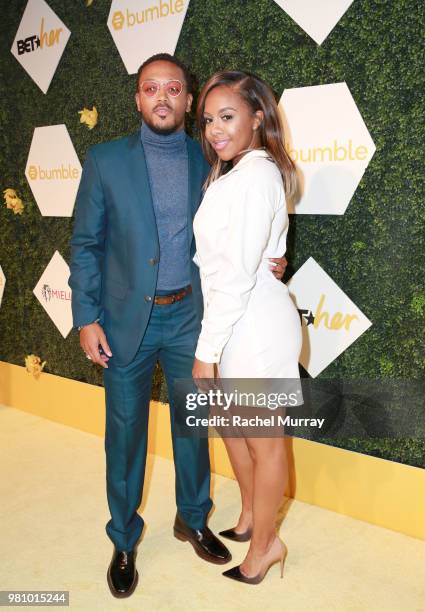 Romeo Miller and Miss Diddy arrive at the BET Her Awards Presented By Bumble at Conga Room on June 21, 2018 in Los Angeles, California.