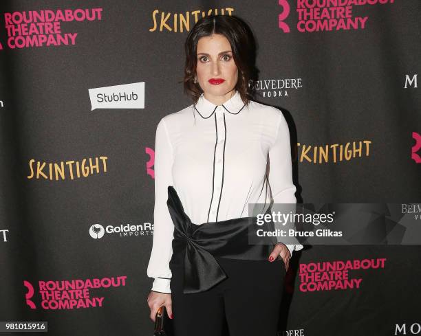 Idina Menzel poses at The Opening Night of the Roundabout Theatre Company's new play "Skintight" at The Laura Pels Theatre on June 21, 2018 in New...