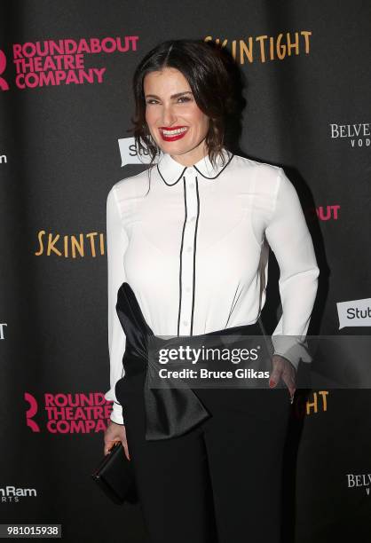 Idina Menzel poses at The Opening Night of the Roundabout Theatre Company's new play "Skintight" at The Laura Pels Theatre on June 21, 2018 in New...