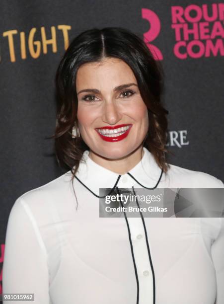 Idina Menzel poses at The Opening Night of the Roundabout Theatre Company's new play "Skintight" at The Laura Pels Theatre on June 21, 2018 in New...