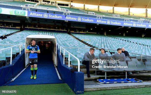 Sydney , Australia - 22 June 2018; Captain Peter O'Mahony arrives for the Ireland rugby squad captain's run, as injured players Dan Leavy, Andrew...