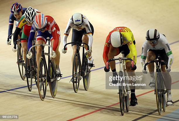 Victoria Pendleton of Great Britainin action in the Women's Keirin Final on day five of the UCI Track Cycling World Championships at the Ballerup...