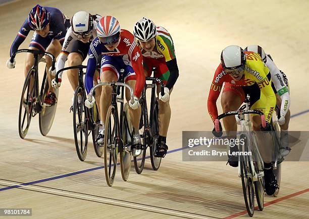 Victoria Pendleton of Great Britainin action in the Women's Keirin Final on day five of the UCI Track Cycling World Championships at the Ballerup...