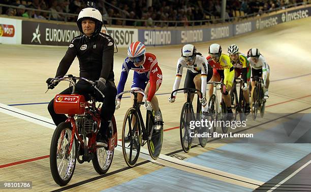 Victoria Pendleton of Great Britainin action in the Women's Keirin Final on day five of the UCI Track Cycling World Championships at the Ballerup...