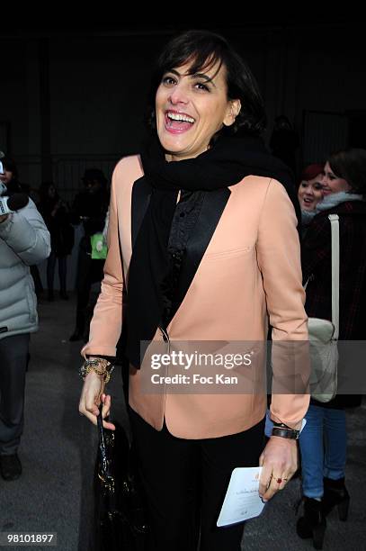 Fashion designer Ines de la Fressange d'Urso arrives at the Lanvin - Ready To Wear - Fall/Winter 2011 - Arrivals at Halle Freyssinet on March 5, 2010...