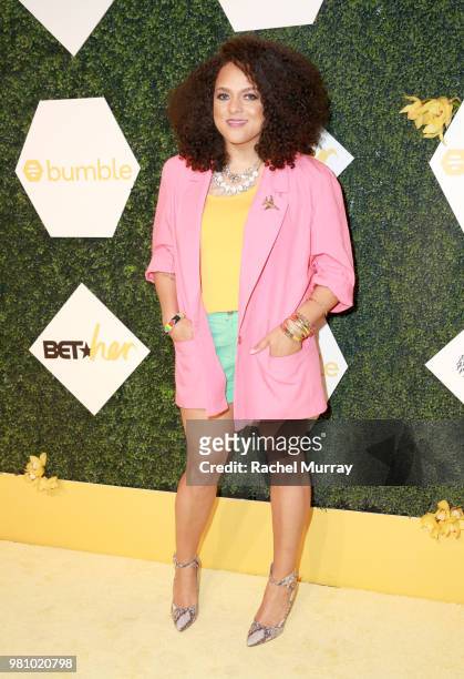 Singer-songwriter Marsha Ambrosius arrives at the BET Her Awards Presented By Bumble at Conga Room on June 21, 2018 in Los Angeles, California.