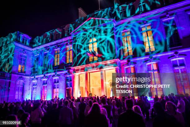 French DJ Pedro Winter performs during the 'Fete de la Musique', the music day celebration in the courtyard of the Elysee Palace, in Paris, on June...
