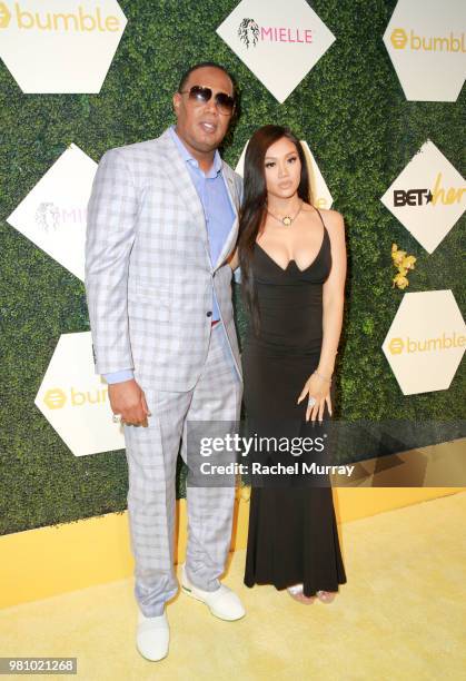 Master P and Cymphonique Miller arrive at the BET Her Awards Presented By Bumble at Conga Room on June 21, 2018 in Los Angeles, California.