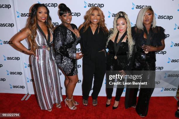 Kandi Burruss, LaTocha Scott, Mona Scott-Young, Tameka 'Tiny' Harris and Tamika Scott attend the 2018 ASCAP Rhythm & Soul Music Awards at the Beverly...