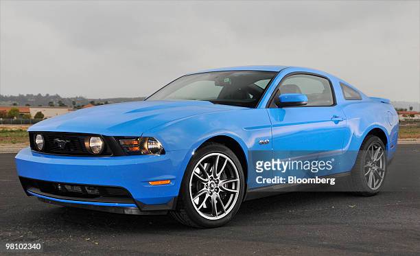 The new Ford Motor Co. 2011 Mustang GT is displayed at Camarillo Airport in Camarillo, California, U.S., on Thursday, March 25, 2010. The new Mustang...