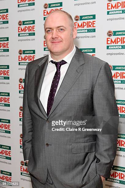 Dara O'Briain poses at the Winners Boards at the Jameson Empire Film Awards held at the Grosvenor House Hotel, on March 28, 2010 in London, England.