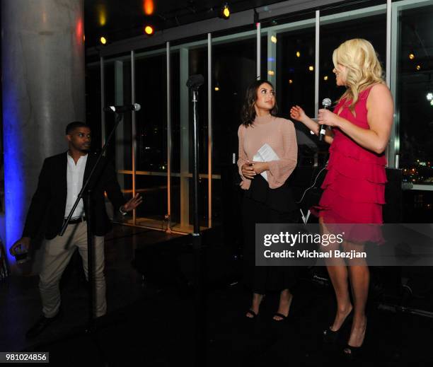 Francia Raisa and Erica Greve speak at Nights of Freedom LA on June 21, 2018 in Hollywood, California.