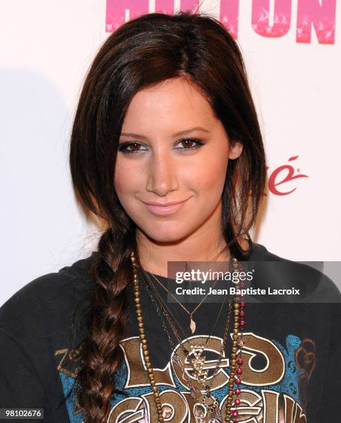 Ashley Tisdale attends Perez Hilton's "Carn-Evil" Theatrical Freak and Funk 32nd birthday party at Paramount Studios on March 27, 2010 in Los...