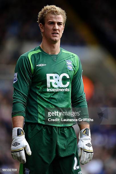 Joe Hart of Birmingham in action during the Barclays Premier League match between Birmingham City and Arsenal at St. Andrews Stadium on March 27,...