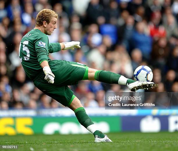 Joe Hart of Birmingham in action during the Barclays Premier League match between Birmingham City and Arsenal at St. Andrews Stadium on March 27,...