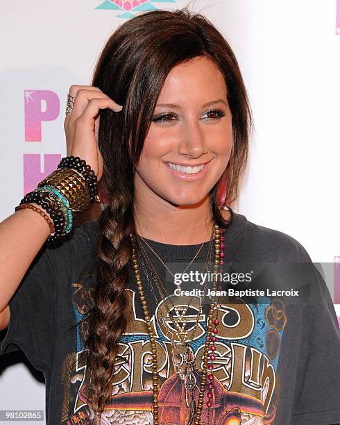 Ashley Tisdale attends Perez Hilton's "Carn-Evil" Theatrical Freak and Funk 32nd birthday party at Paramount Studios on March 27, 2010 in Los...