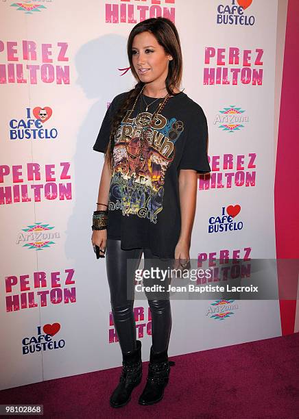 Ashley Tisdale attends Perez Hilton's "Carn-Evil" Theatrical Freak and Funk 32nd birthday party at Paramount Studios on March 27, 2010 in Los...