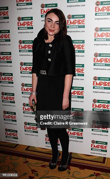 Lois Winstone poses at the Winners Boards at the Jameson Empire Film Awards held at the Grosvenor House Hotel, on March 28, 2010 in London, England.