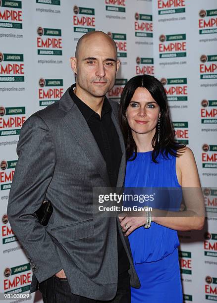 Mark Strong and guest arrive for the Jameson Empire Film Awards held at the Grosvenor House Hotel, on March 28, 2010 in London, England.