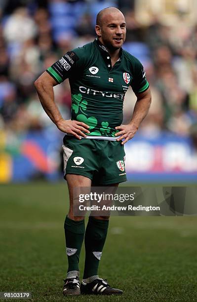 Paul Hodgson of London Irish in action during the Guinness Premiership match between London Irish and Sale Sharks at the Madejski Stadium on March...