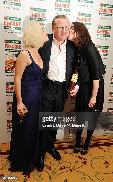 Ray Winstone with daughters Jaime Winstone and Lois Winstone pose with the Outstanding Contribution To British Film Award during the Jameson Empire...