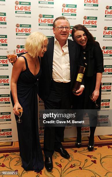 Ray Winstone with daughters Jaime Winstone and Lois Winstone pose with the Outstanding Contribution To British Film Award during the Jameson Empire...