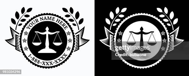 law office logo schwarz / weiß-vorlage - anwalt stock-grafiken, -clipart, -cartoons und -symbole