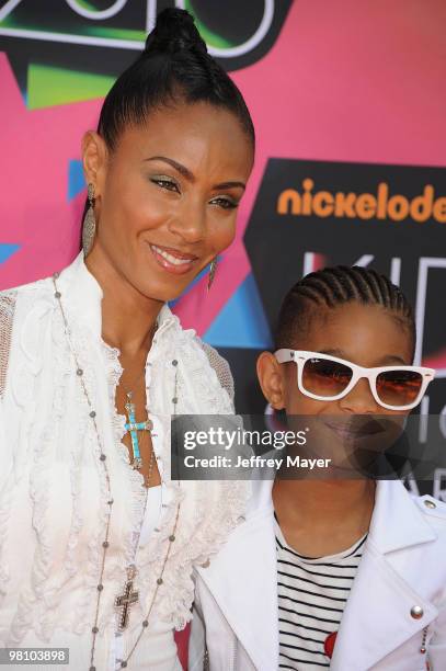 Actors Jada Pinkett Smith and Willow Smith arrives at Nickelodeon's 23rd Annual Kid's Choice Awards at Pauley Pavilion on March 27, 2010 in Los...