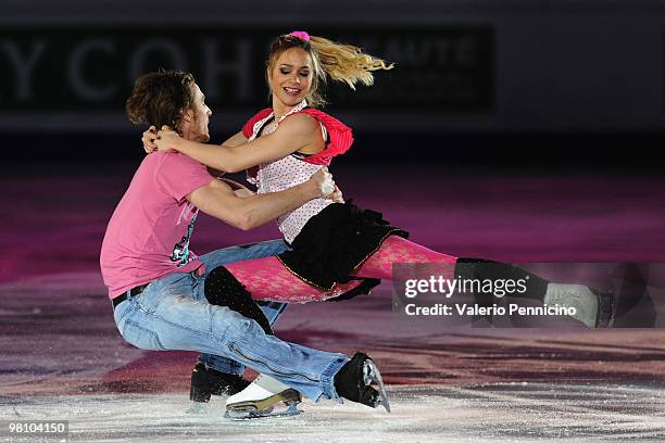 Nathalie Pechalat and Fabian Bourzat of France participate in the Gala Exhibition during the 2010 ISU World Figure Skating Championships on March 28,...