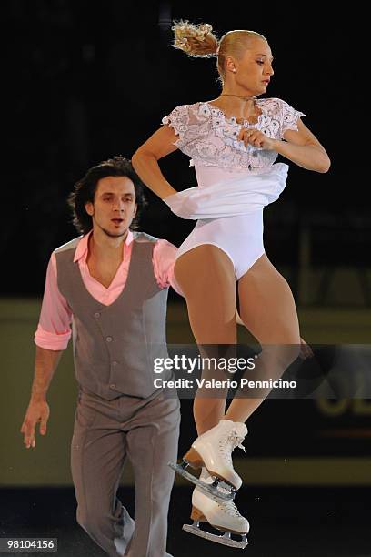 Maria Mukhortova and Maxim Trankov of Russia participate in the Gala Exhibition during the 2010 ISU World Figure Skating Championships on March 28,...