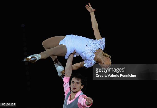 Maria Mukhortova and Maxim Trankov of Russia participate in the Gala Exhibition during the 2010 ISU World Figure Skating Championships on March 28,...